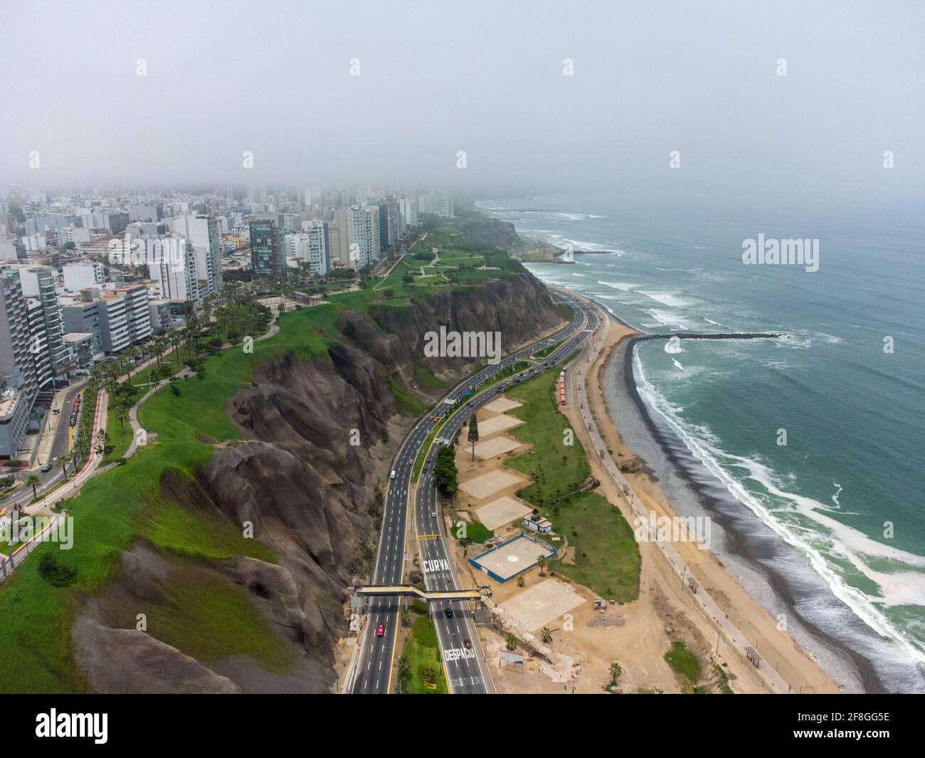 Highway of the Costa Verde, at the height of the district of Miraflores in the city of Lima, Peru Stock Photo