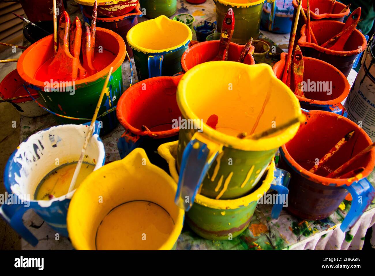 Container of different color's for painting I captured this image on 13 April 2018 from Dhaka, Bangladesh, South Asia Stock Photo
