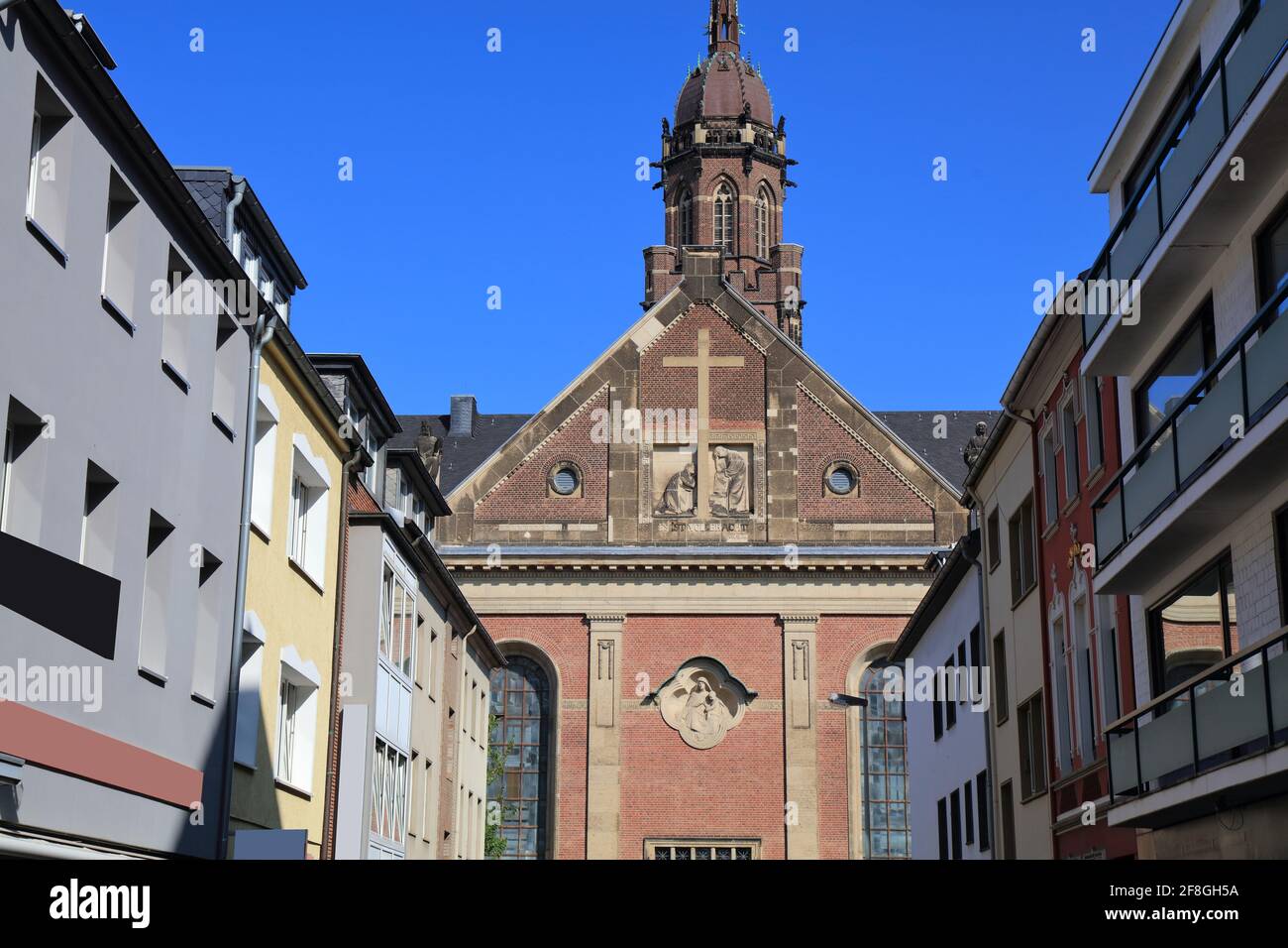 Krefeld city in Germany. Saint Denis Catholic church (St. Dionysius) in