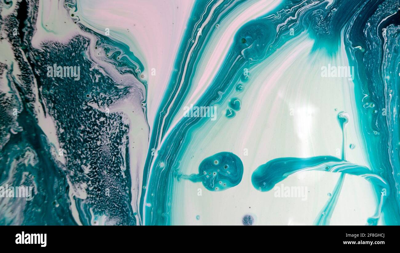 The colors of the aqueous ink are translucent. Abstract multicolored marble texture background Stock Photo