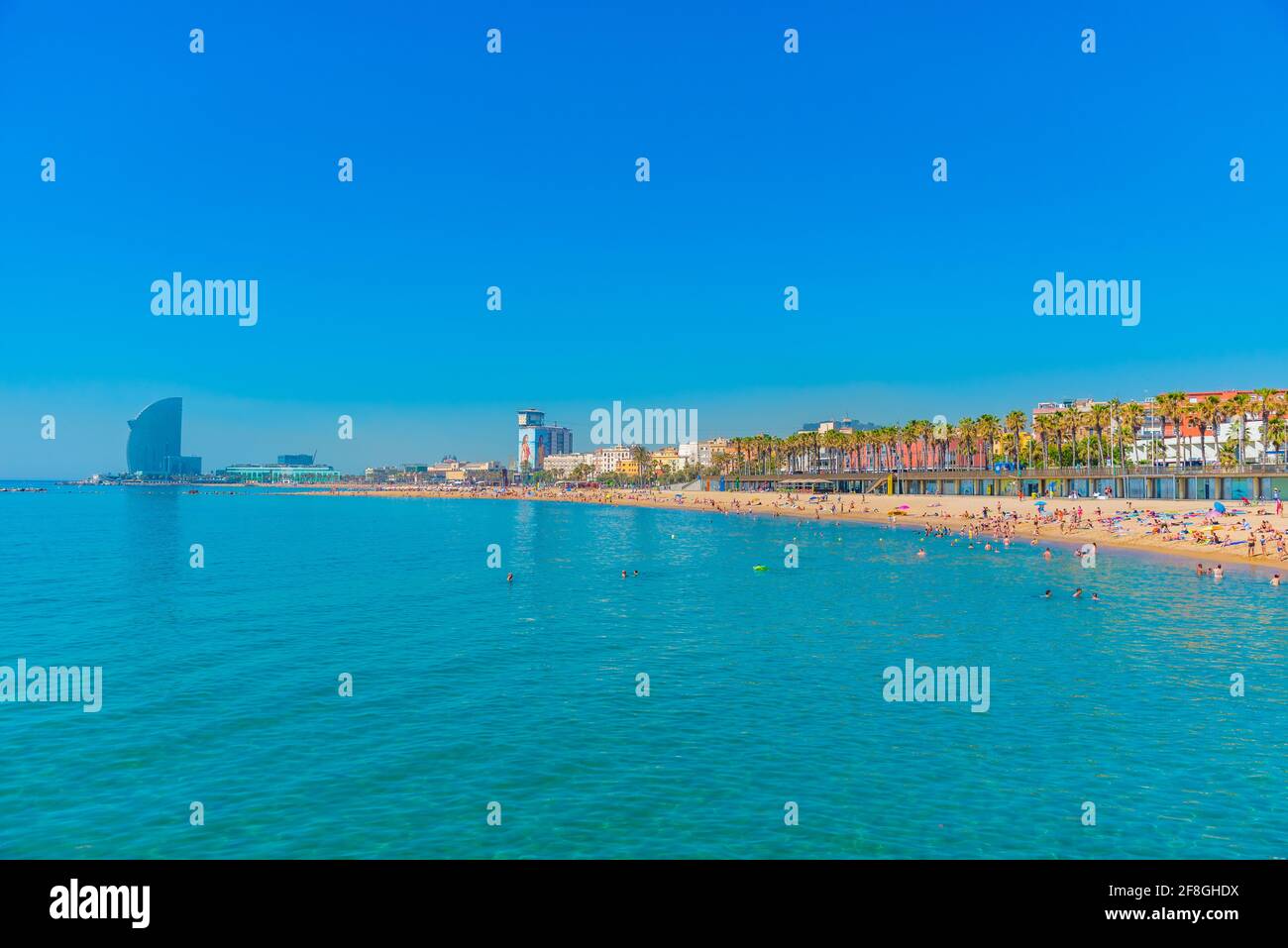 Summer Day At Barceloneta Beach In Barcelona Spain Stock Photo Alamy Summer Day At Barceloneta Beach In Barcelona Spain Stock Photo Alamy