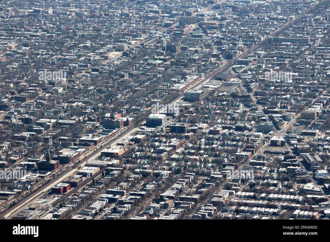 North Center and Lake View districts of Chicago city. Chicago aerial view. Stock Photo