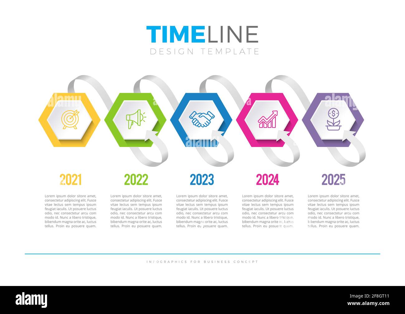 Timeline infographics icons for business data visualization. Stock Vector