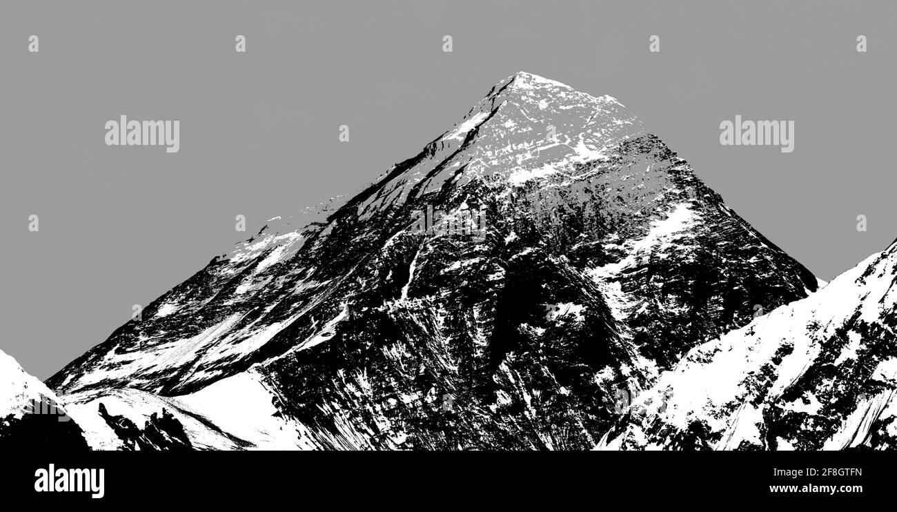 Abstract silhouette of Mount Everest from Gokyo valley, Sagarmatha national park, Khumbu valley, Nepal Stock Photo