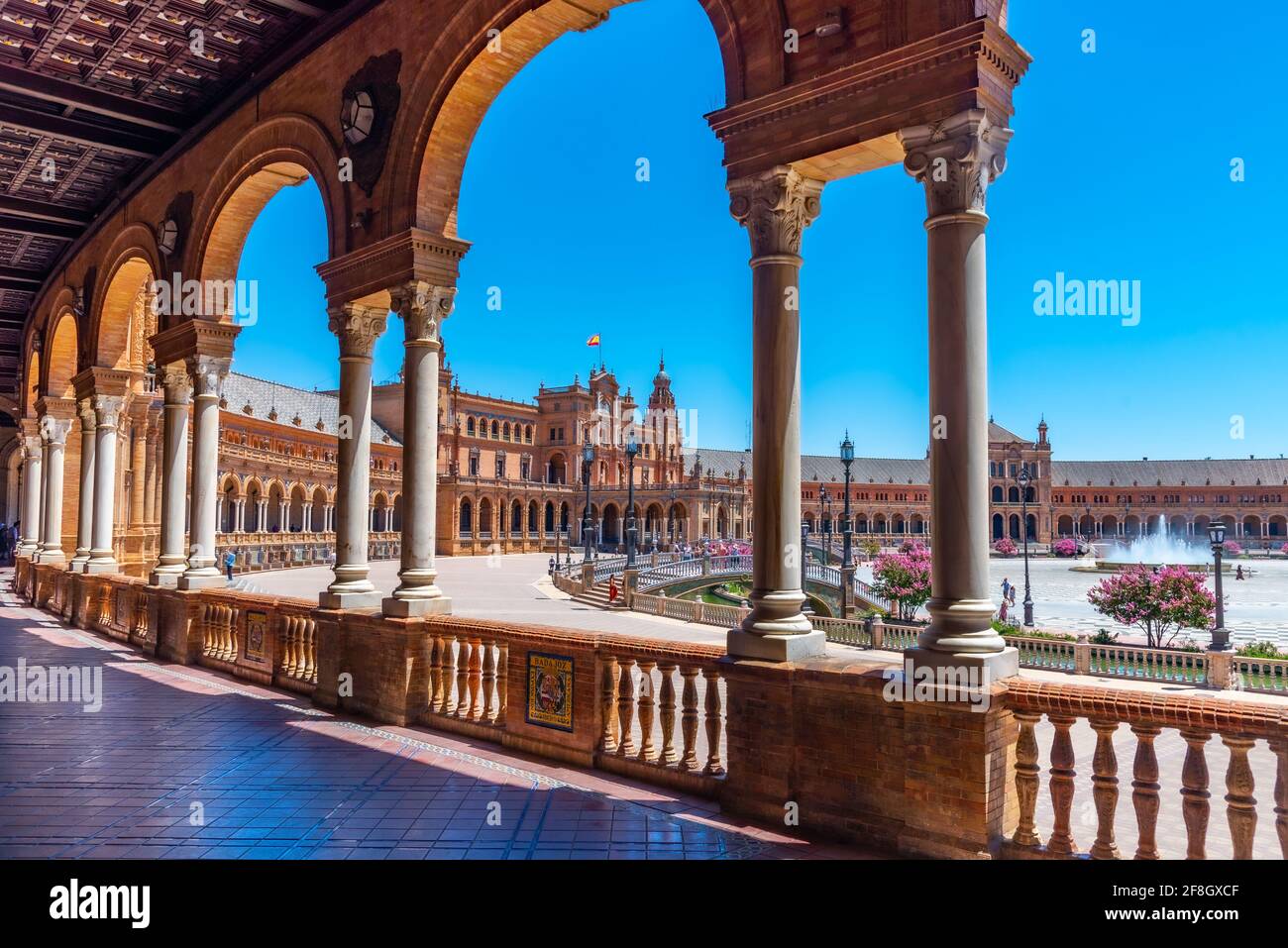View of an arcade at Plaza de Espana in Sevilla, Spain Stock Photo
