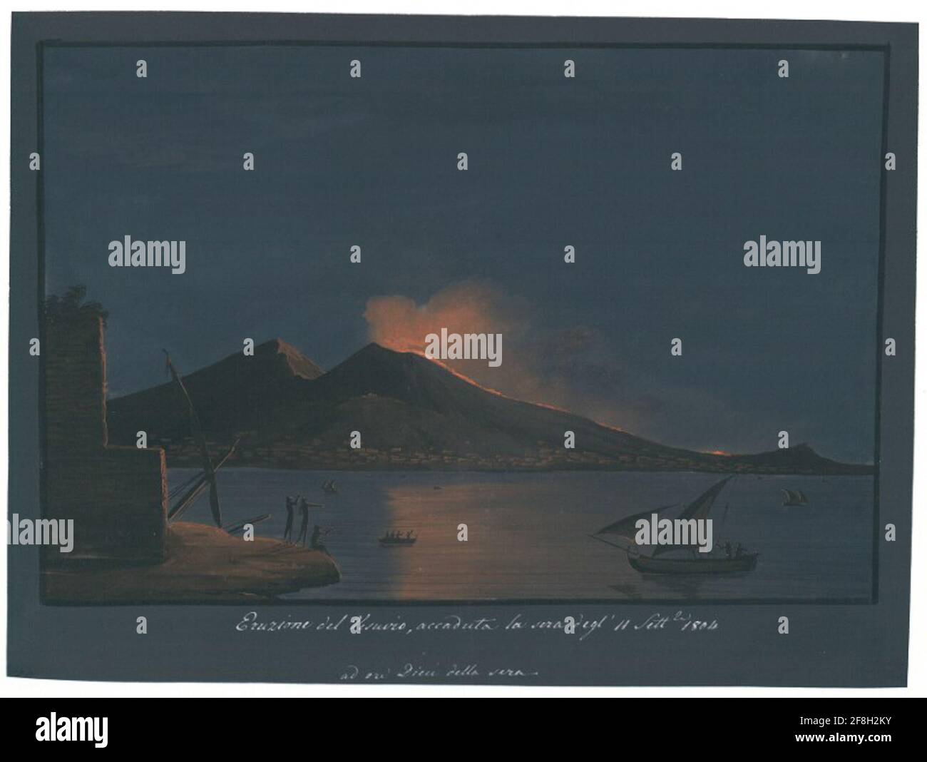 Eruption of Vesuvius, which happened in the evening Degl '11 September 1804 at ten o'clock in the evening. Stock Photo