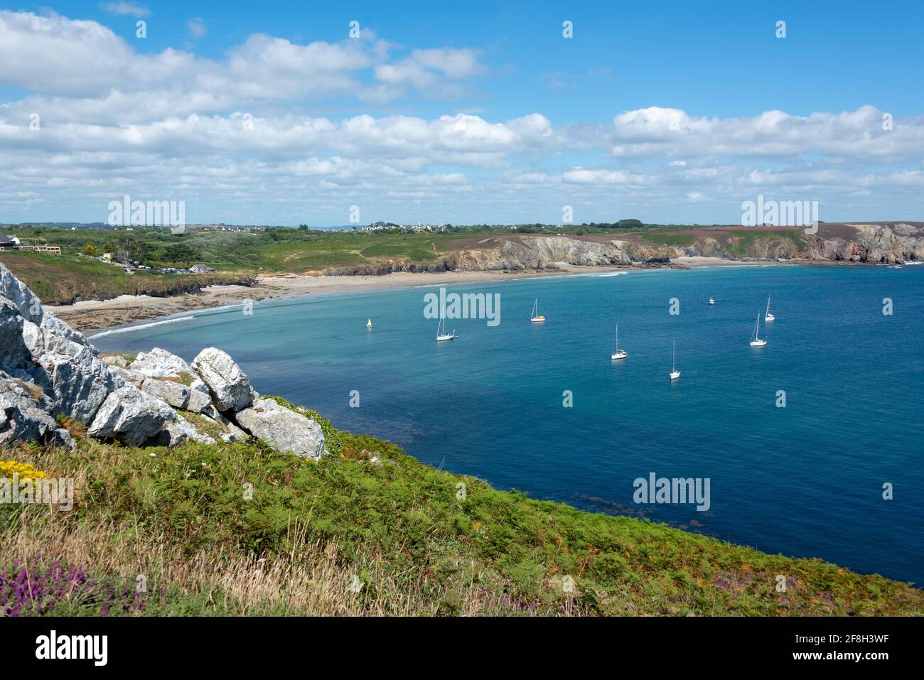 The atlantic ocean at the Pointe de Pen-Hir, a cape on Crozon peninsula in Finistère, Brittany, France Stock Photo