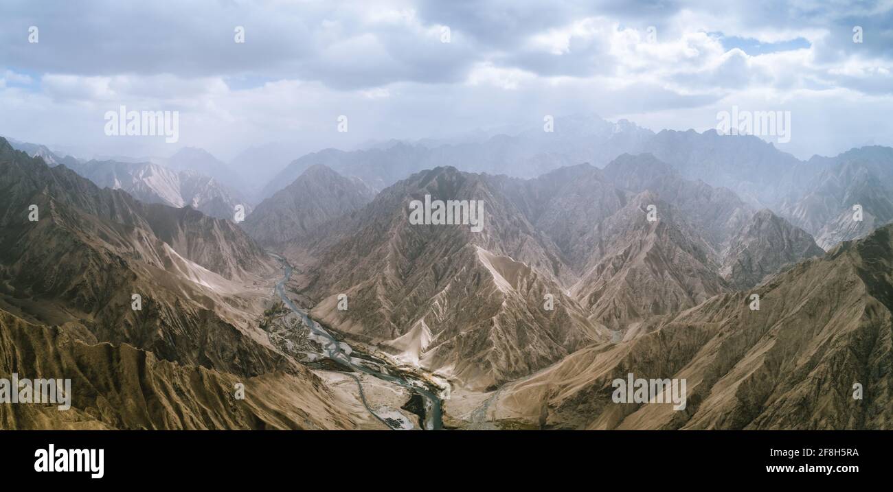 Aerial photography of the scenery along the Xinjiang-Tibet Highway Stock Photo