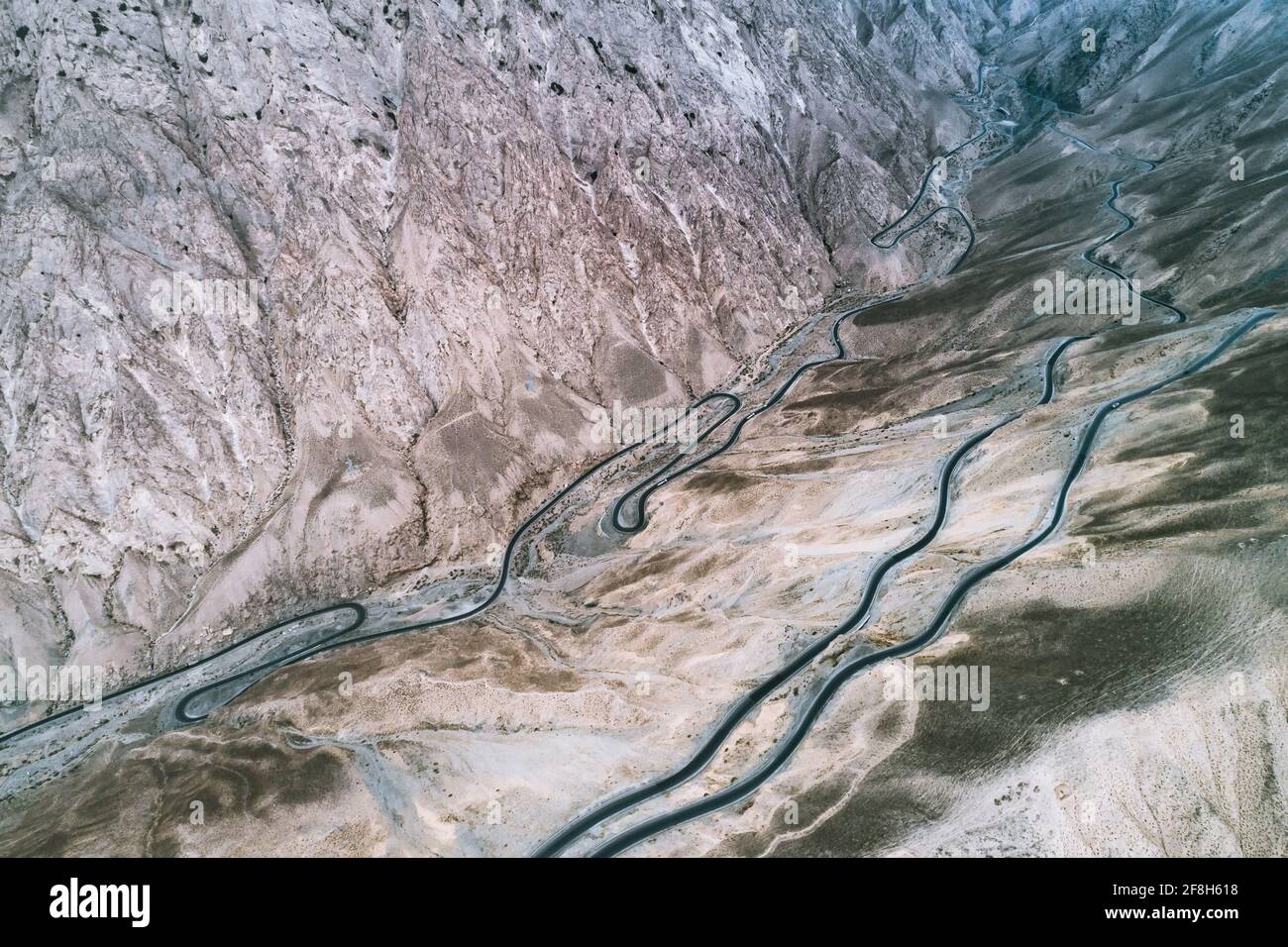 Aerial photography of the Xinjiang-Tibet Highway Stock Photo