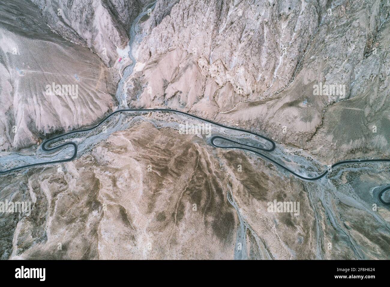 Aerial photography of the Xinjiang-Tibet Highway Stock Photo