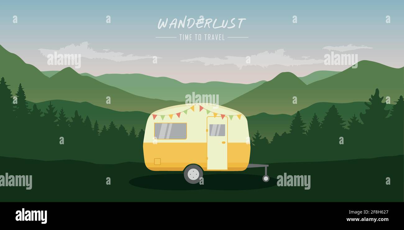 Camper van in car park Stock Vector Images - Alamy