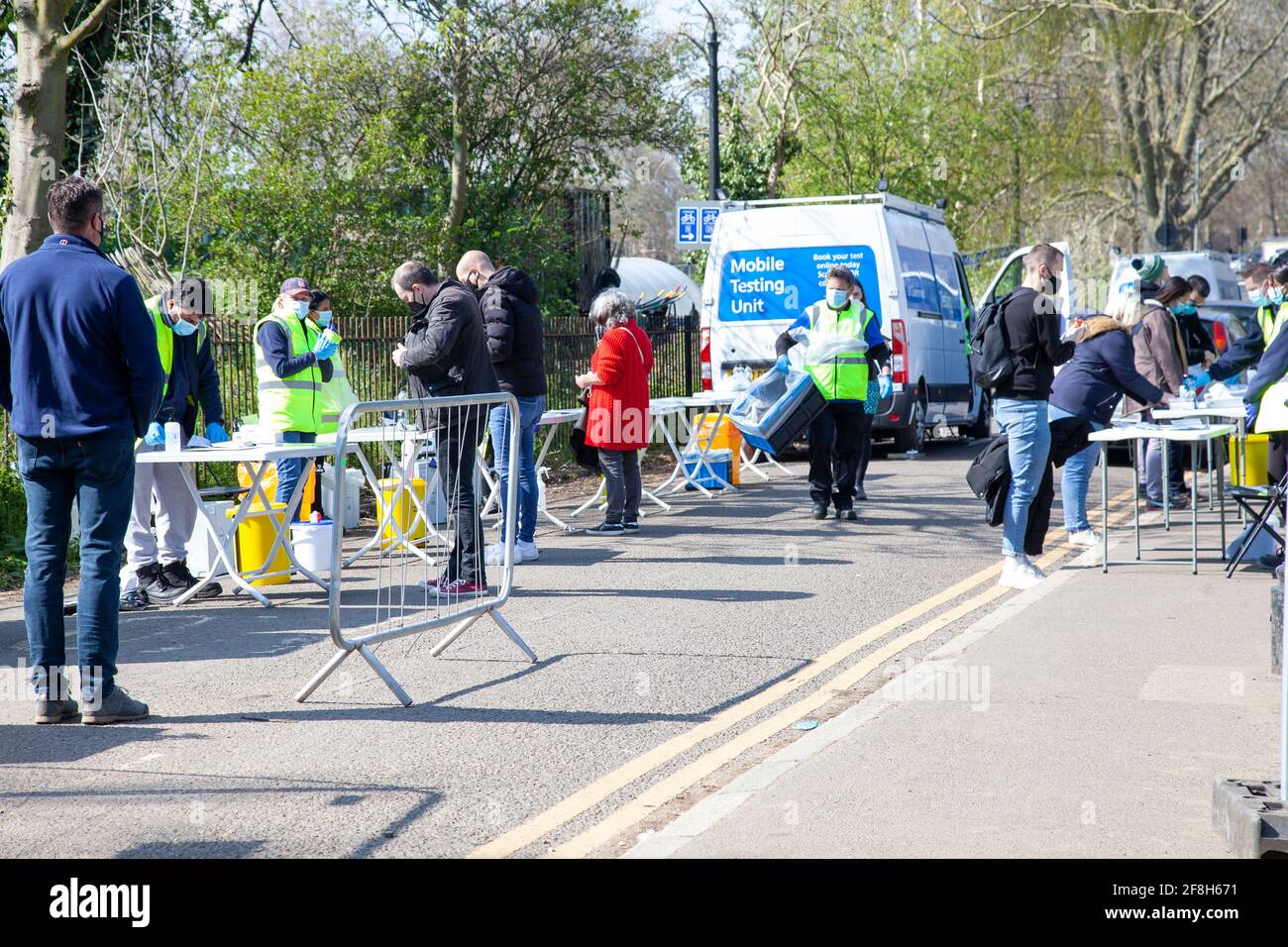 Surge Testing Coronavirus on Clapham Common, London Uk - 14 April 2021 Stock Photo
