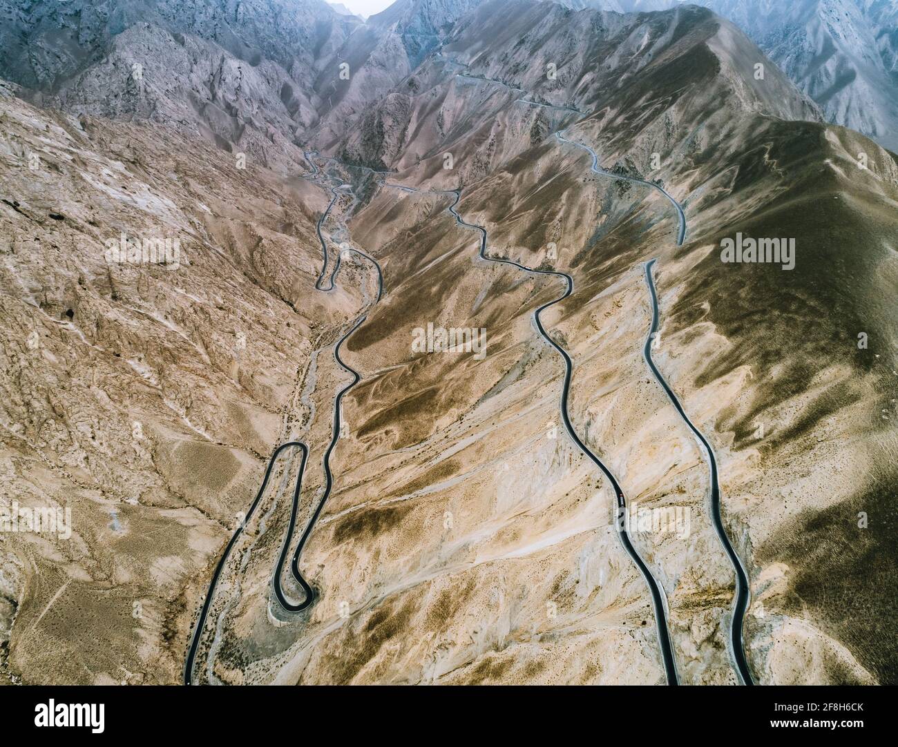 Aerial photography of the Xinjiang-Tibet Highway Stock Photo