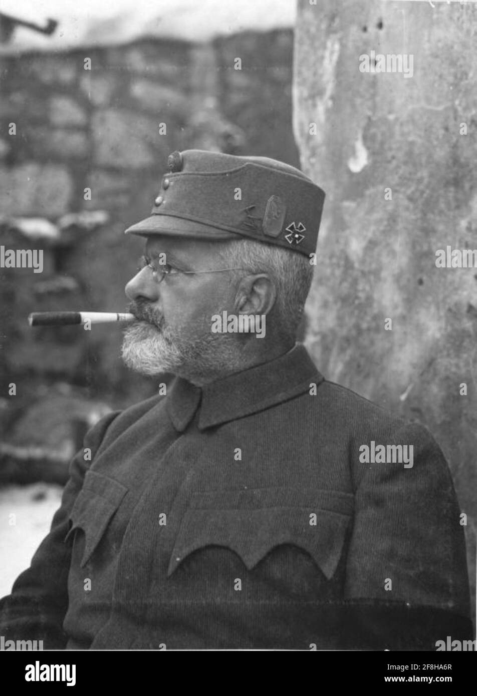 Kugy, Julius Portrait with hat; cigar in mouth. Stock Photo