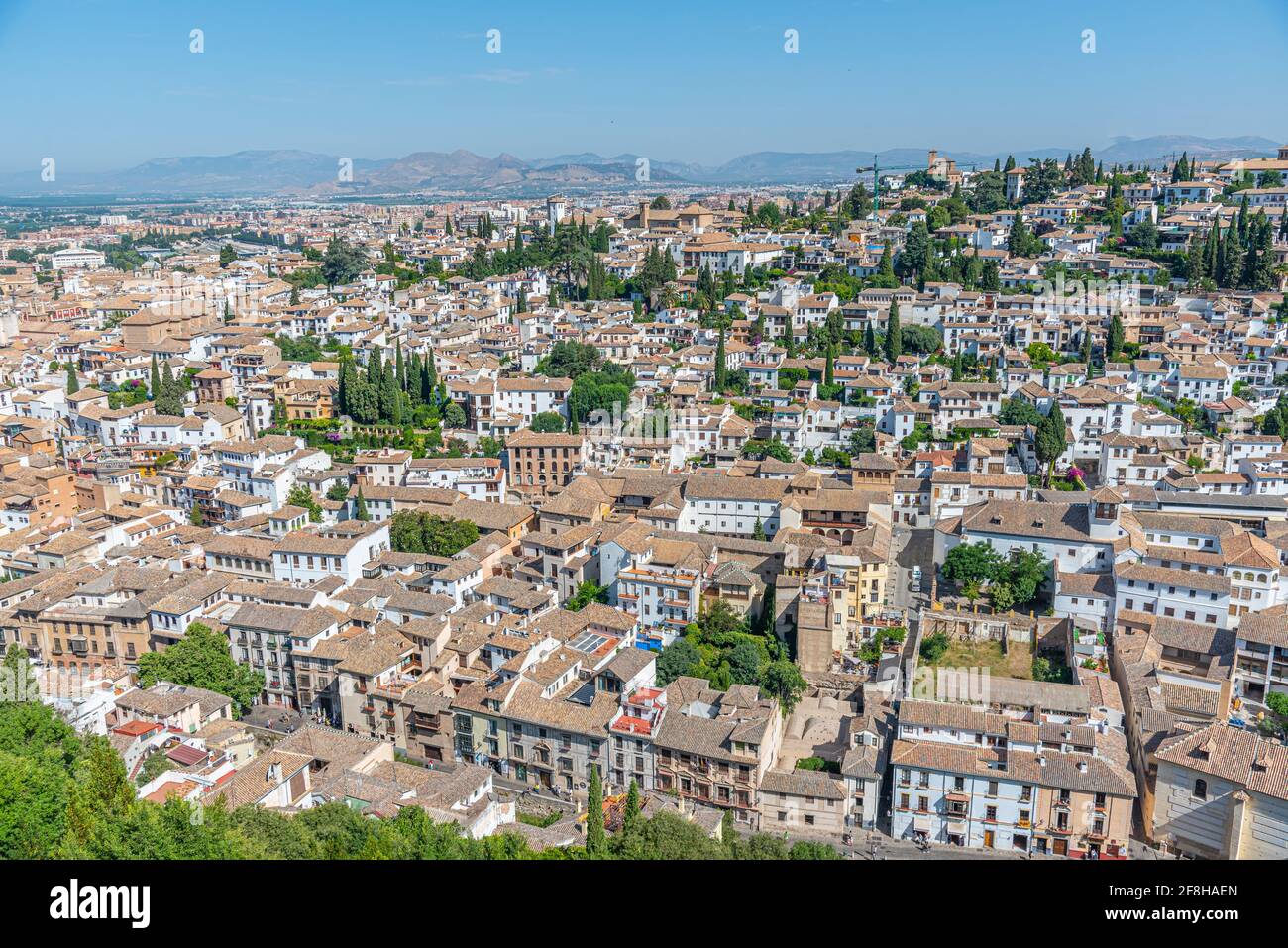 Aerial View Of Albaicin Neighborhood In Granada From Alhambra Fortress aerial-view-of-albaicin-neighborhood-in-granada-from-alhambra-fortress