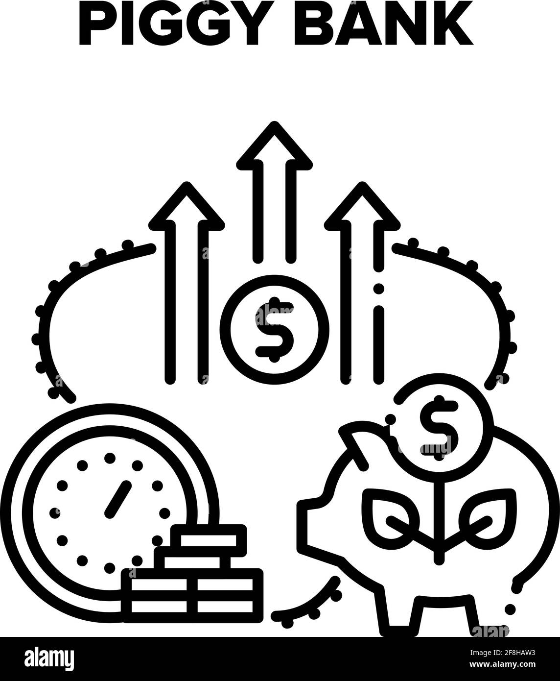 Piggy Bank Cash Vector Black Illustration Stock Vector Image & Art - Alamy