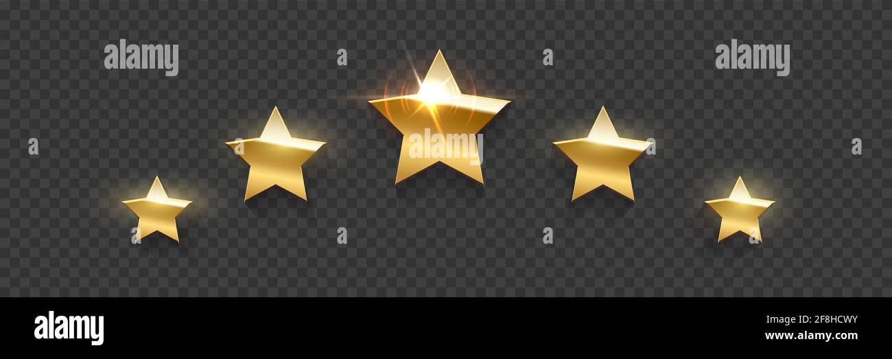 Five golden award stars on transparent background. Gold prize elements.  Champion glory in competition vector illustration. Hollywood fame in film  and Stock Vector Image & Art - Alamy