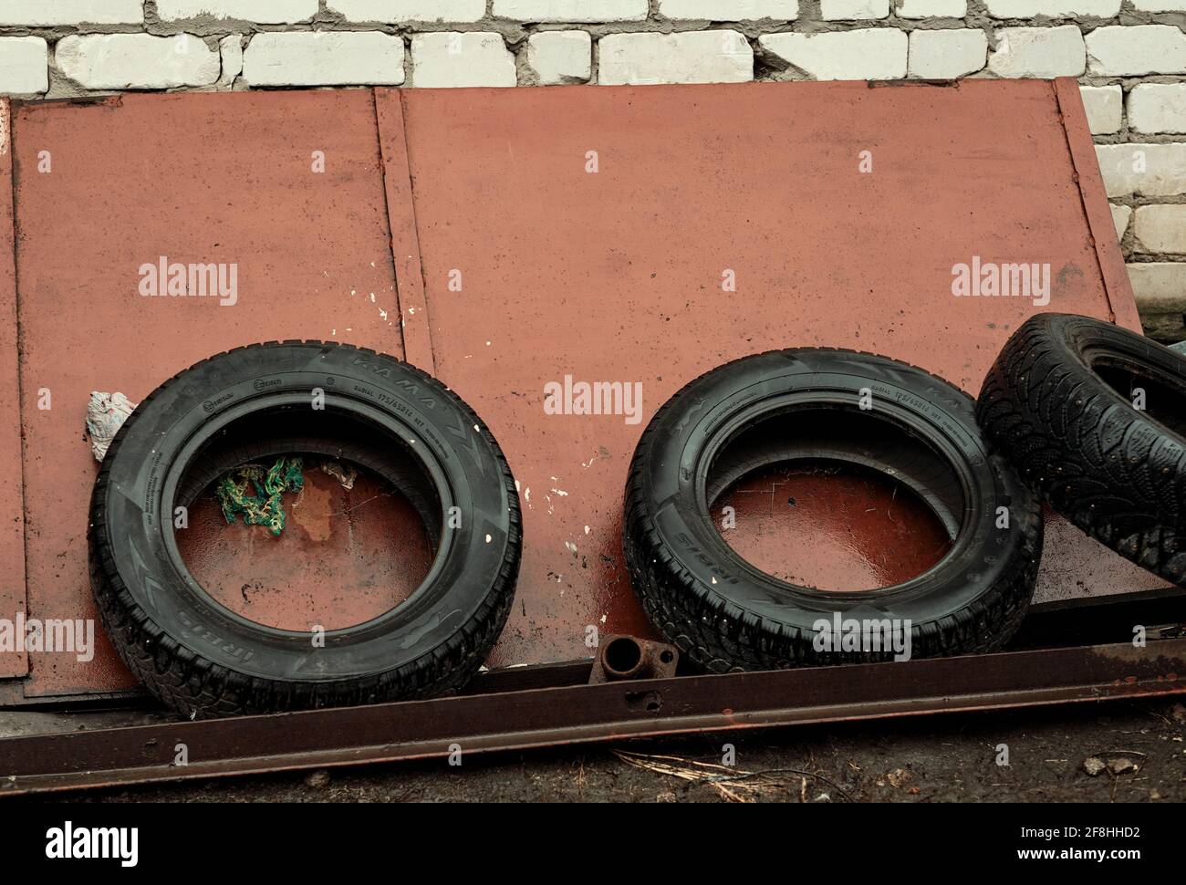 Summer tires on a street. tires on the street. Changing wheels after