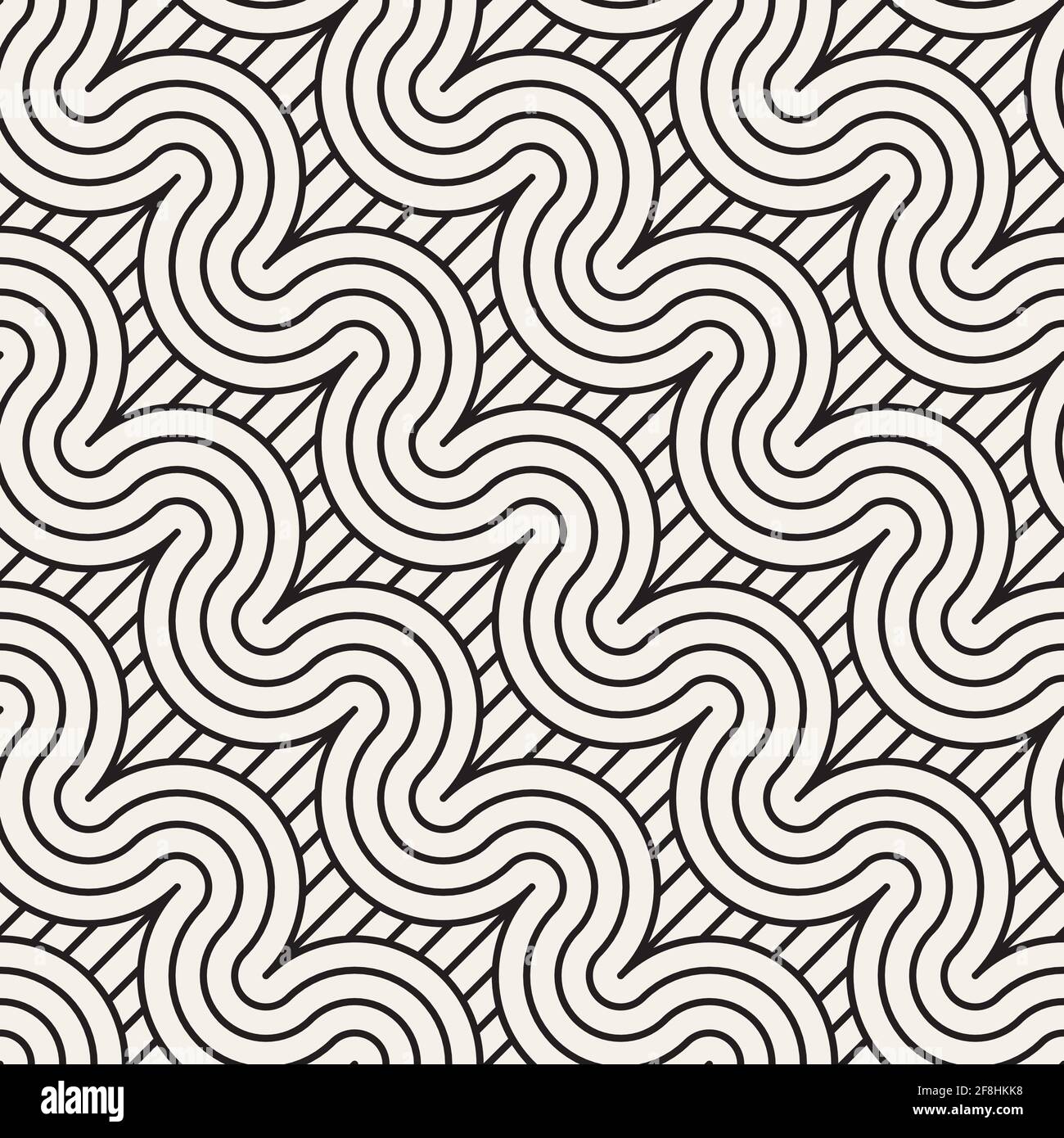 Vector seamless pattern. Repeating abstract background. Black and white ...