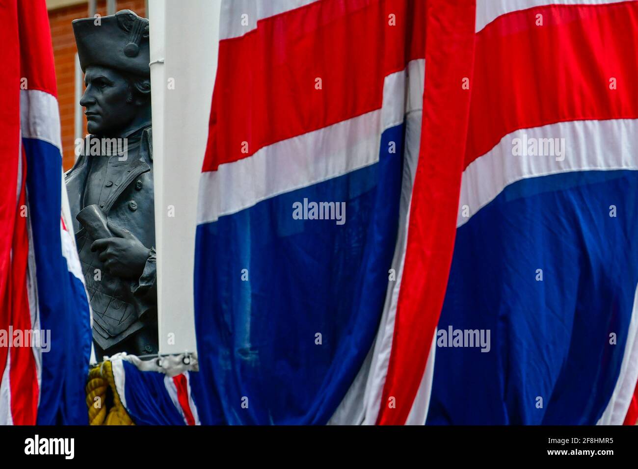Uniuon Jack Flags with Nelson Statue, Admiralty Stock Photo - Alamy