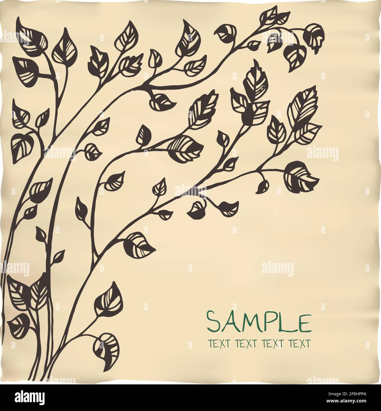 romantic tree invitation parchment card template Stock Vector