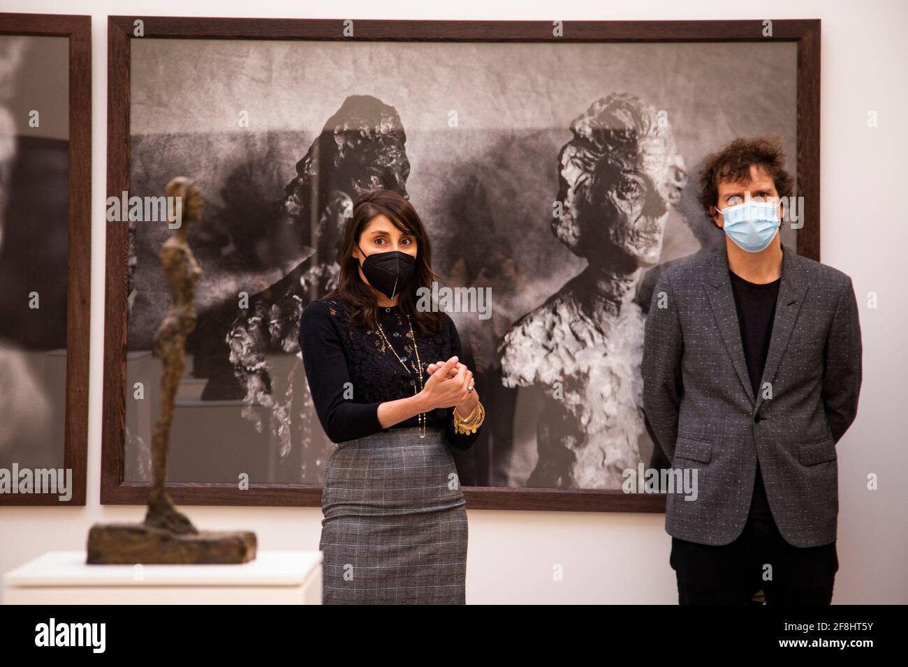 Curator of the Giacometti Serena Bucalo-Mussely Foundation and the Director  of the Peter Lindbergh Foundation Benjamin Lindbergh, take a guided tour of  the artists' work.Presentation to the press of the exhibition "Alberto