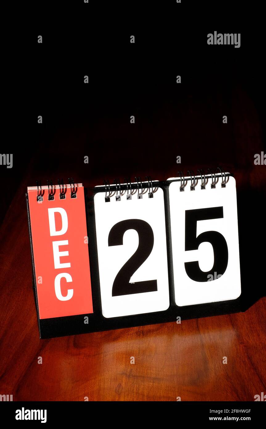 december 25th on day to view desktop calendar Stock Photo