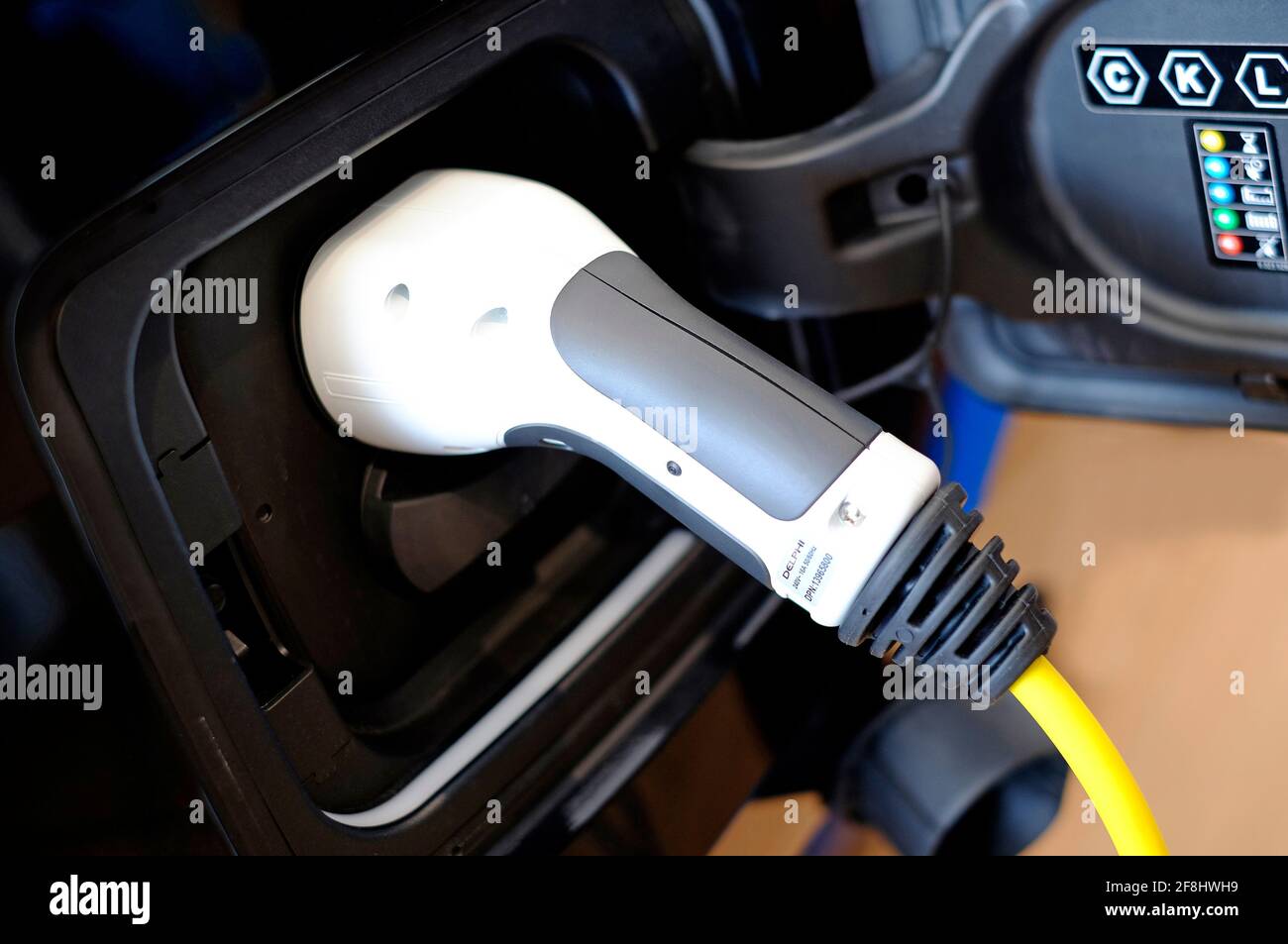 electric car charging plug and cable Stock Photo Alamy