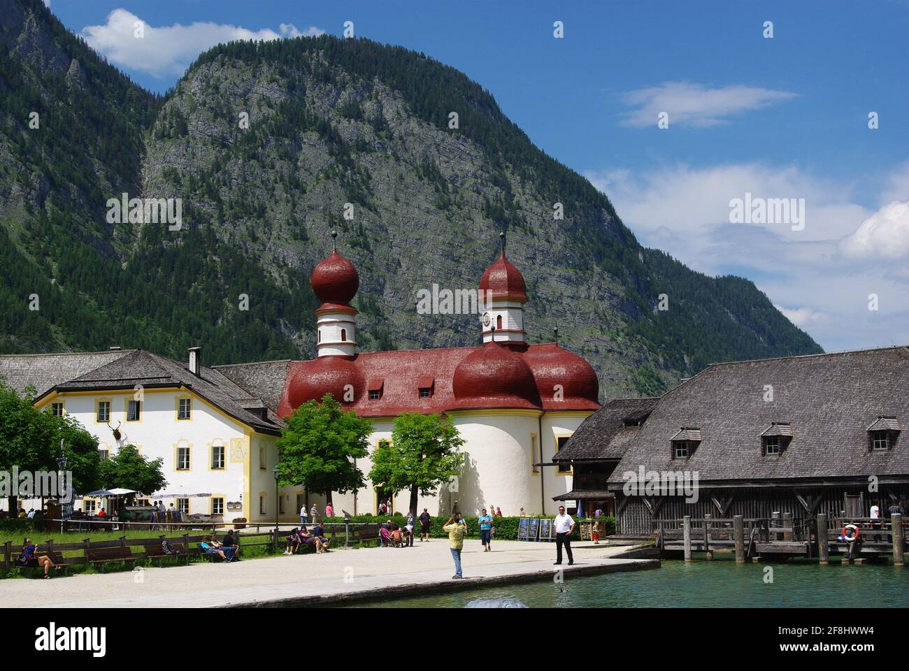 St Bartholma (St Bartholomew) church on Konigssee, Berchtesgaden, Bavaria, Germany Stock Photo
