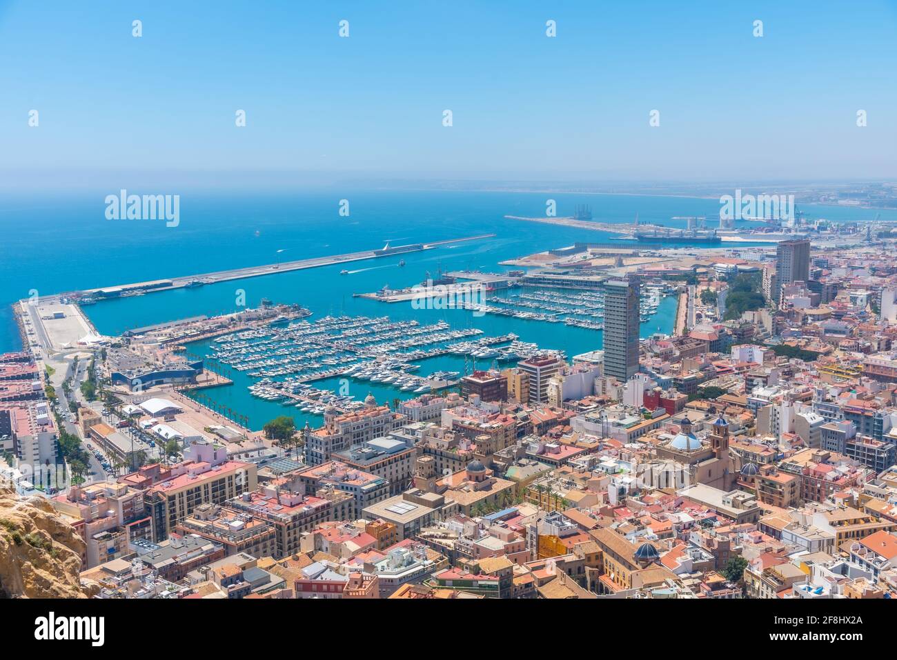 Aerial view of Spanish city and port Alicante Stock Photo Alamy
