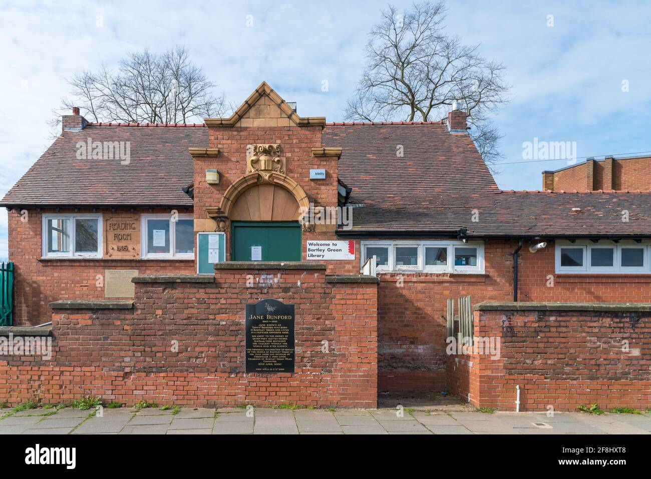 Memorial plaque on the wall of Bartley Green library,Birmingham where