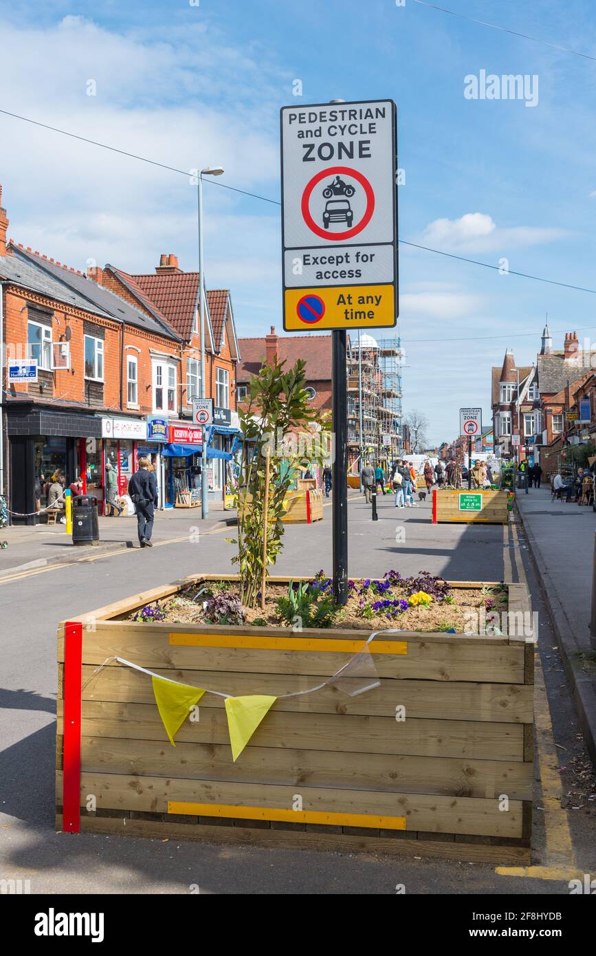 York Road in Kings Heath, Birmingham has become closed to traffic and cars Stock Photo