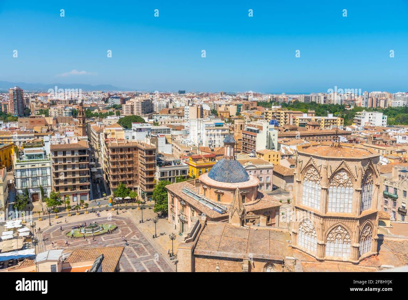 Aerial view of Plaza de la Virgen in Valencia, Spain Stock Photo