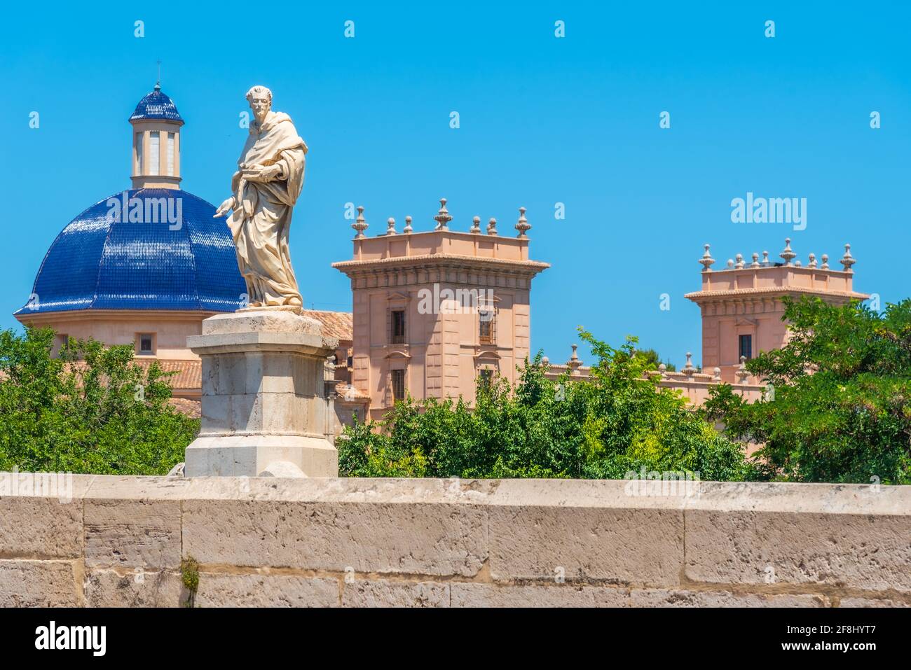royal monastery of holy trinity in Valencia behind puente de la trinidad, Spain Stock Photo