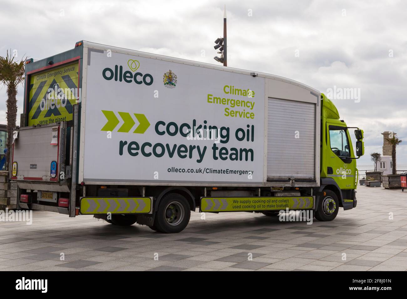 Food waste recovery truck at Pier Approach, Bournemouth, Dorset UK in