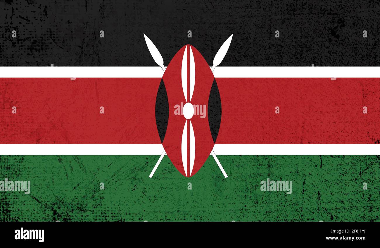 Kenyan grunge flag. Vector illustration. Grunge effect can be cleaned easily. Stock Vector