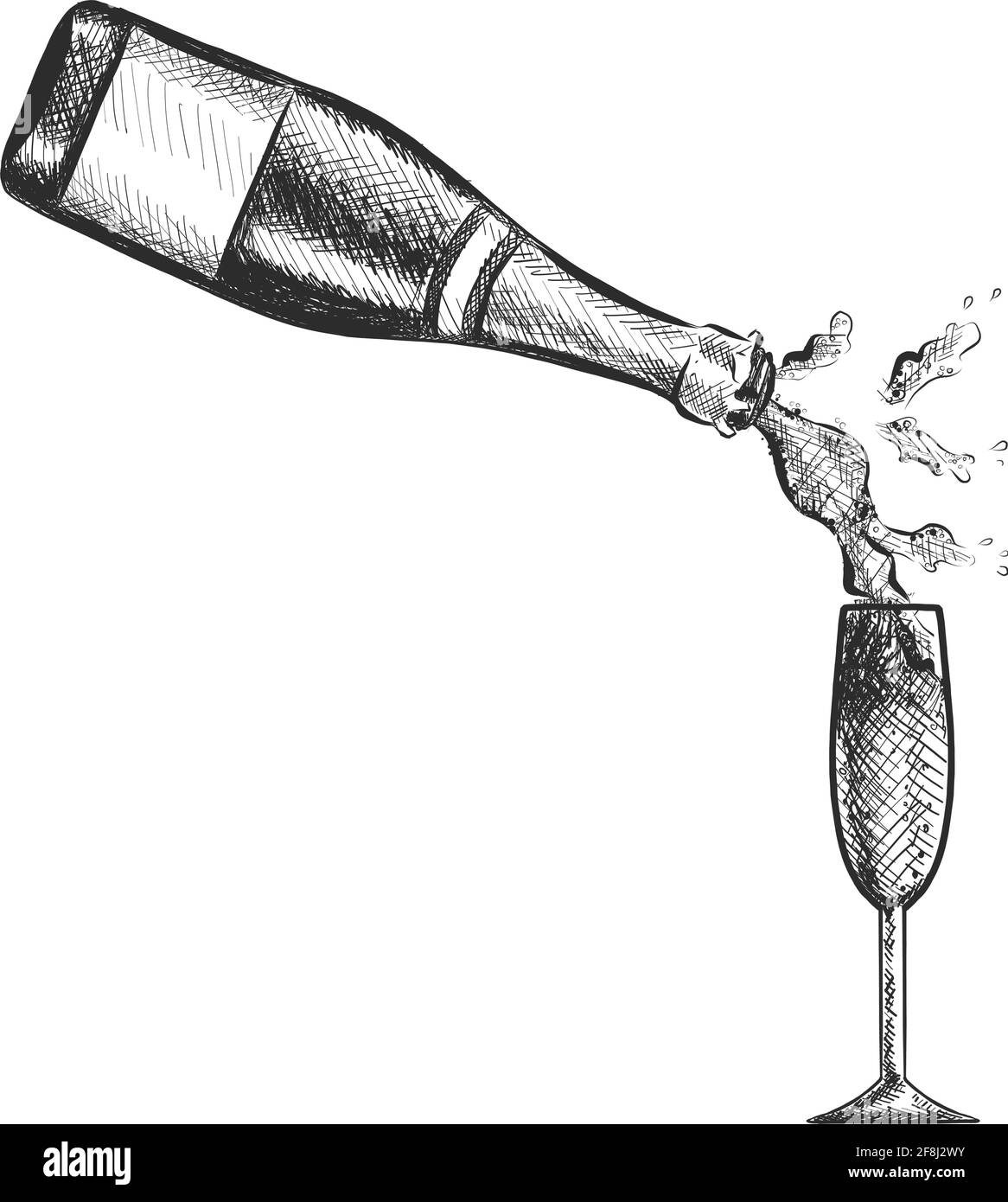 https://c8.alamy.com/comp/2F8J2WY/vector-hand-drawn-bottle-of-champagne-poring-in-the-glass-2F8J2WY.jpg