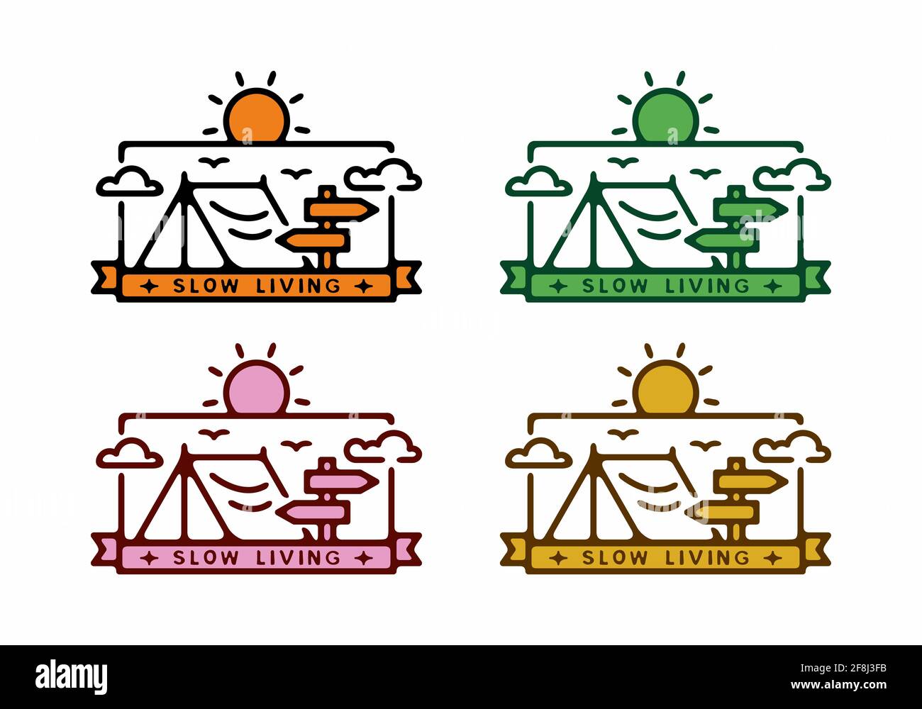 Colorful camping tent badge flat illustration design Stock Vector Image ...