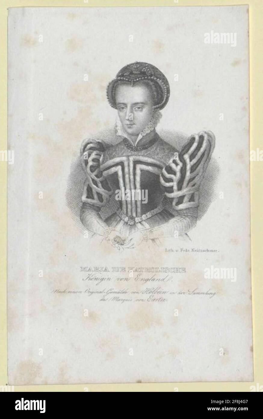 Maria I, Queen of England Publisher: Kneisel, August painter: Holbein, Hans (The Younger) Stecher: Krätzschmer, Franz Friedrich Adolph Verlagsort: Leipzig Stock Photo