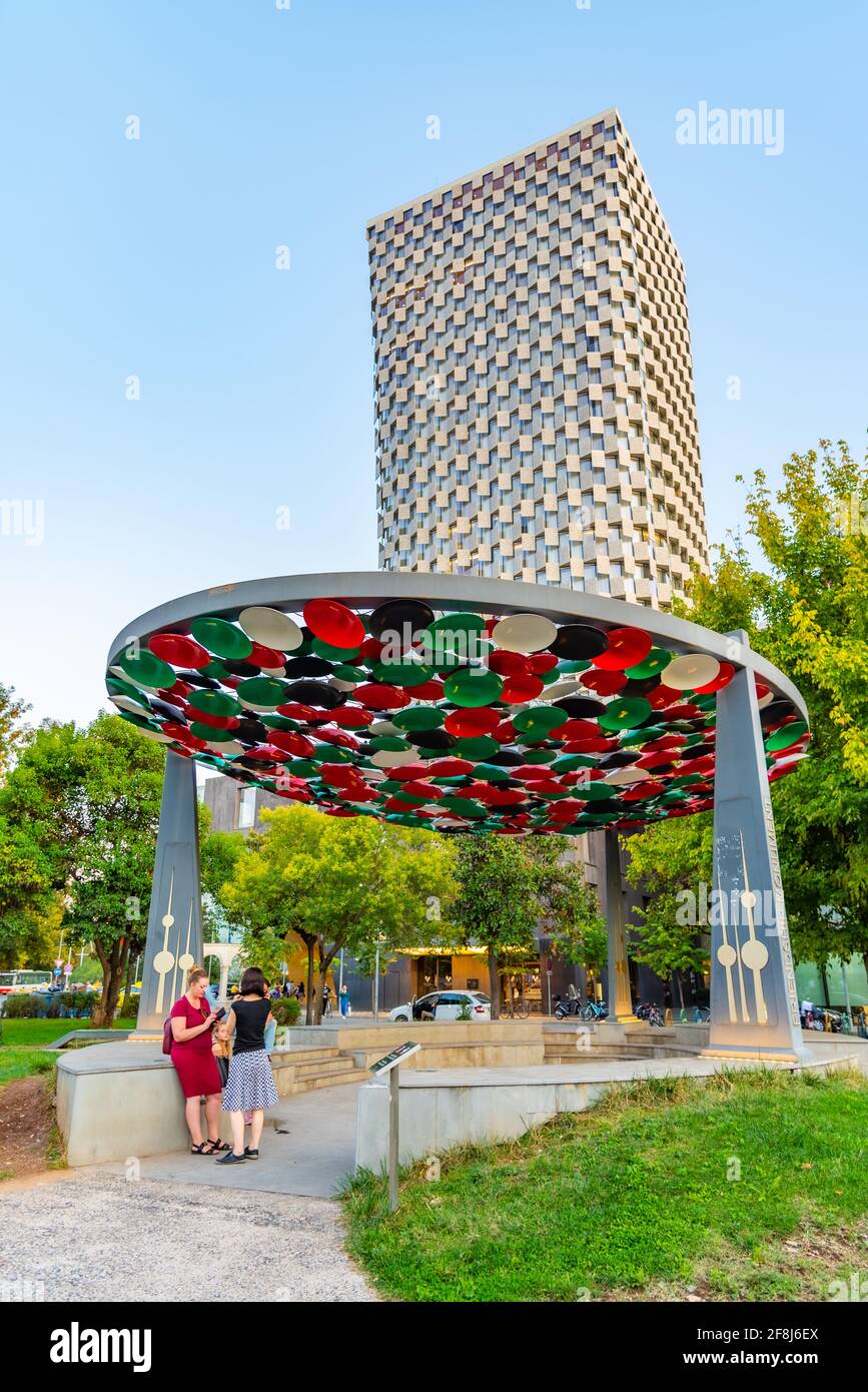 TIRANA, ALBANIA, SEPTEMBER 28, 2019: Friendship monument donated by Kuwait in Tirana, Albania Stock Photo