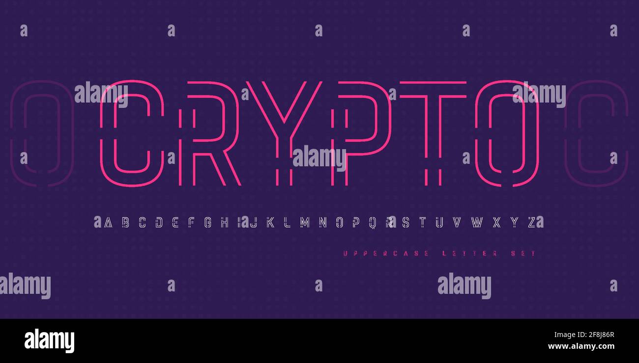 Vector linear uppercase letter set, alphabet, font, typography Stock Vector