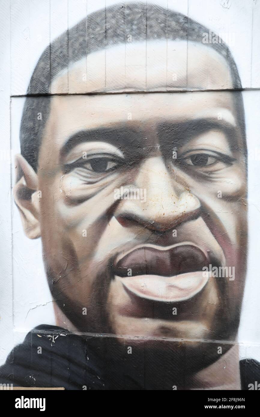 'George Floyd' 'Mural' 'Street Art' Stock Photo
