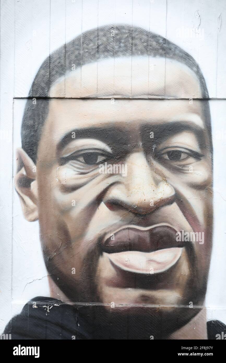 'George Floyd' 'Mural' 'Street Art' Stock Photo