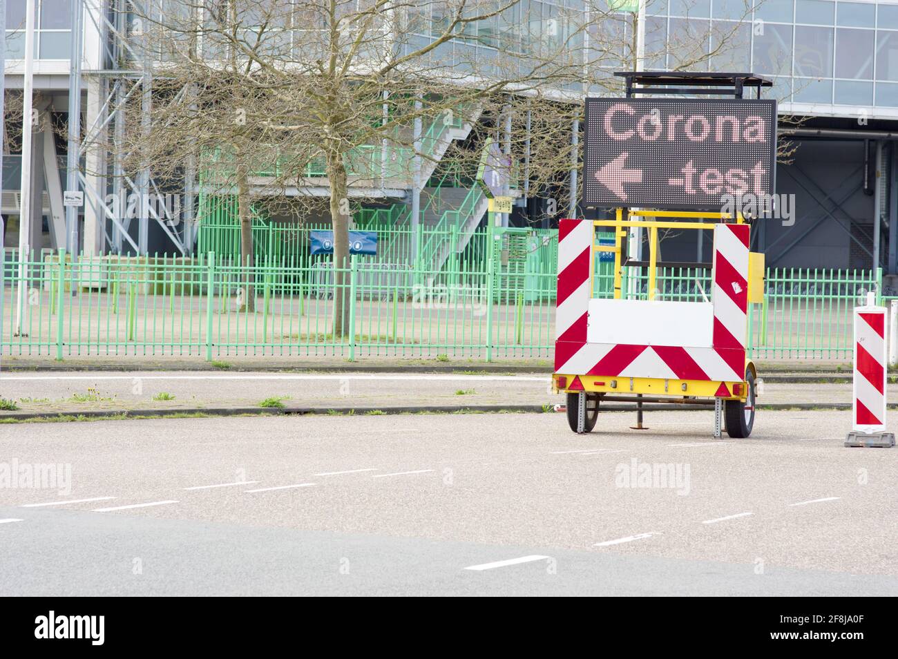 Dutch corona test street information sign ito indicate a test center ...