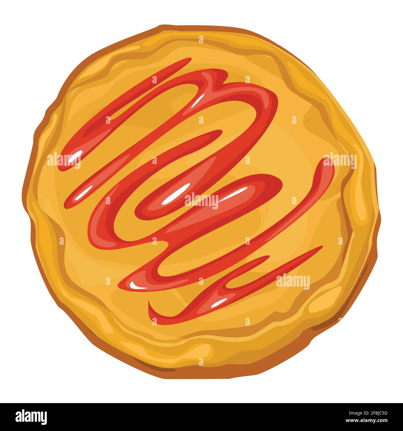 Readymade pizza dough with tomato sauce about picking pizza. Baked