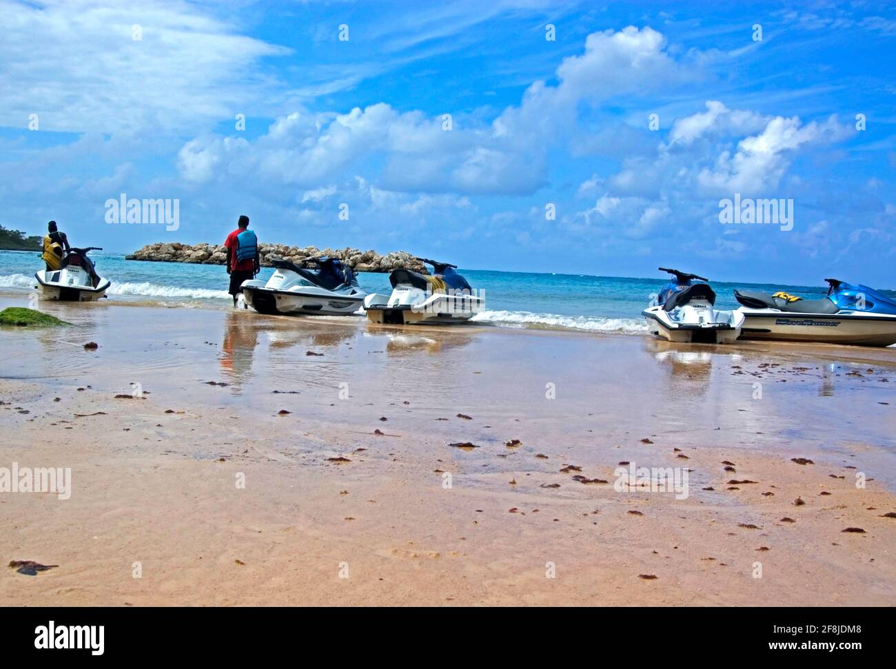 Scooters ready to sail, Jamaica Stock Photo