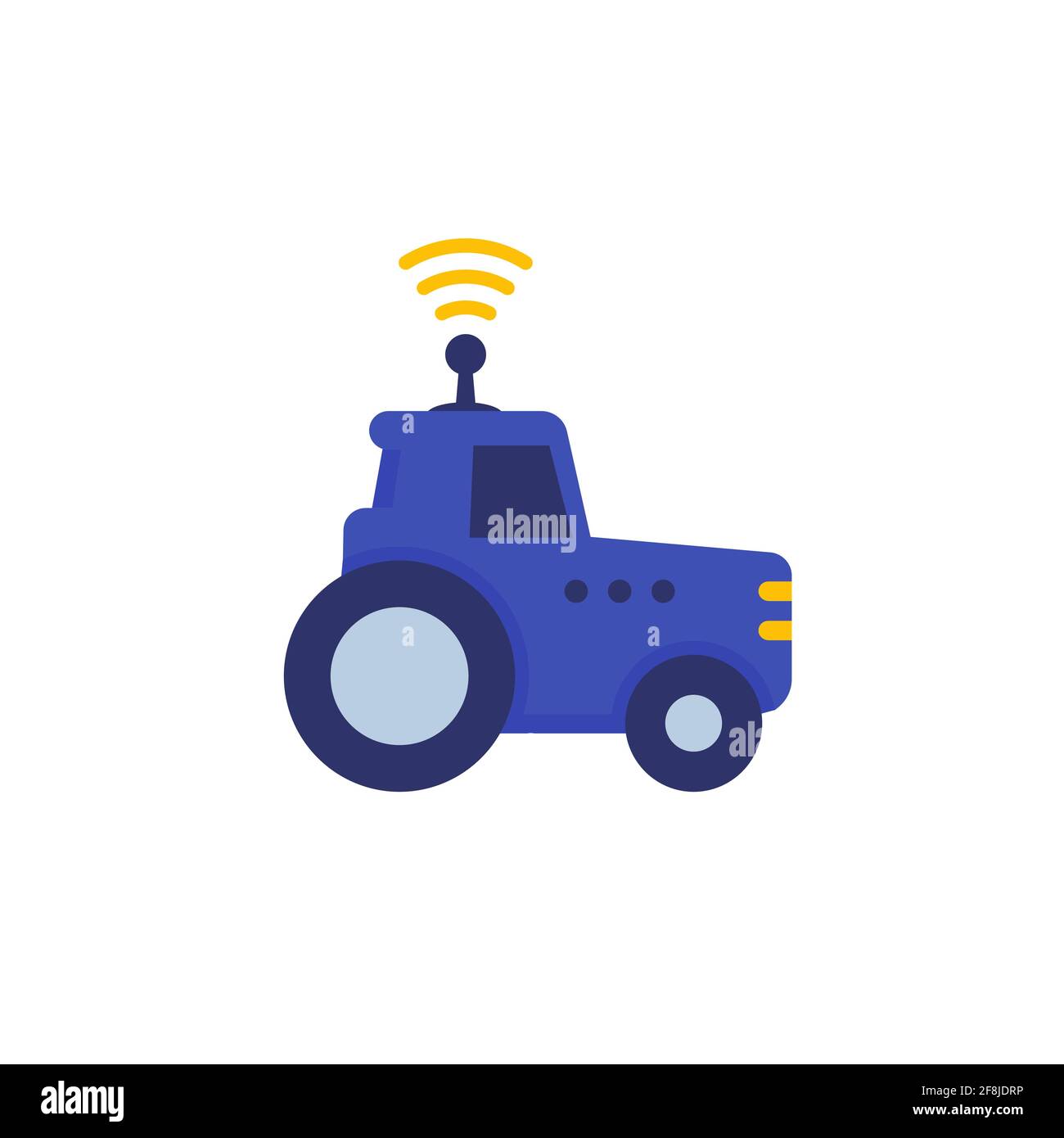 autonomous tractor, agrimotor icon, flat vector Stock Vector