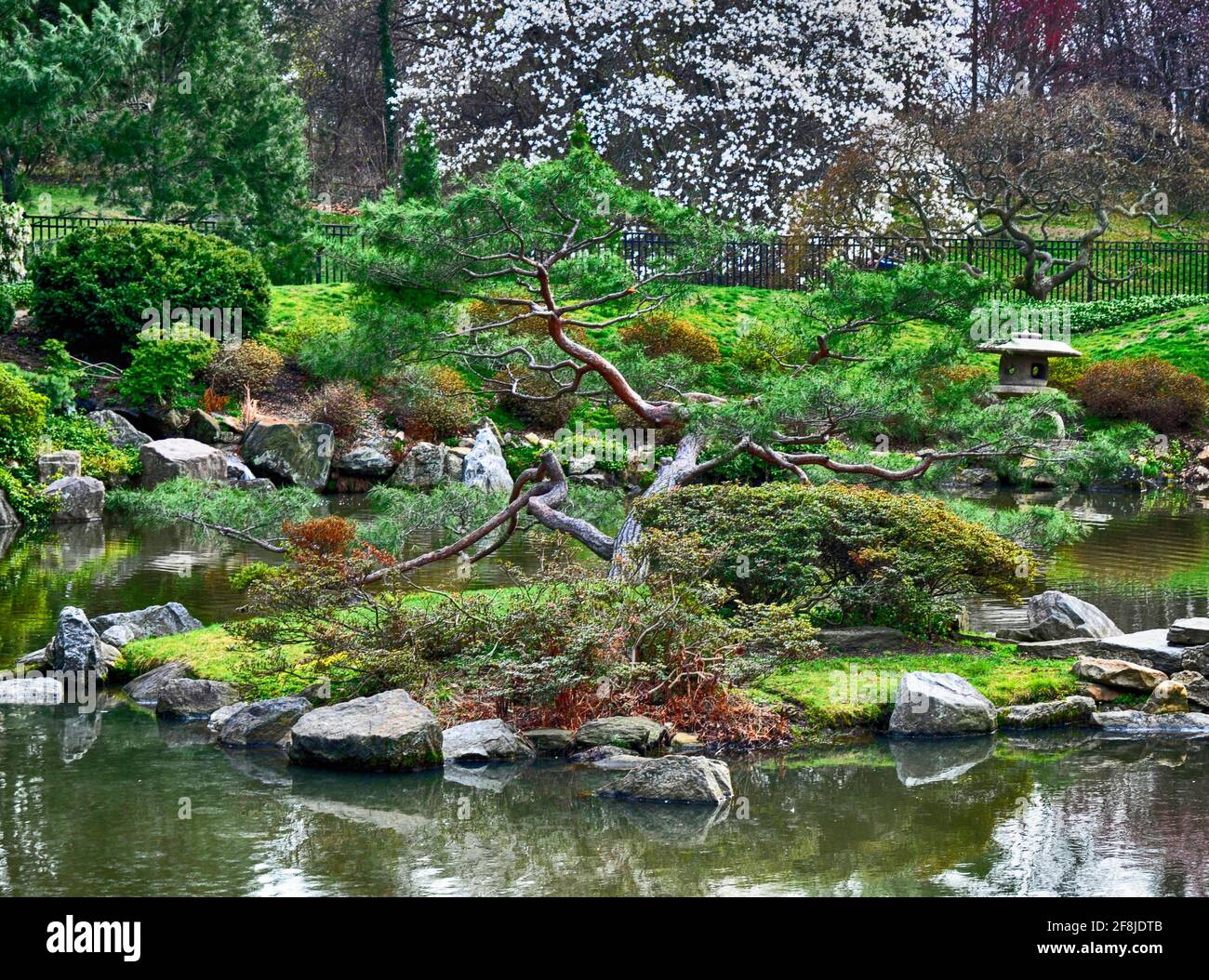 Shofuso Japanese House and Garden, Fairmount Park, Philadelphia,  Pennsylvania, USA Stock Photo