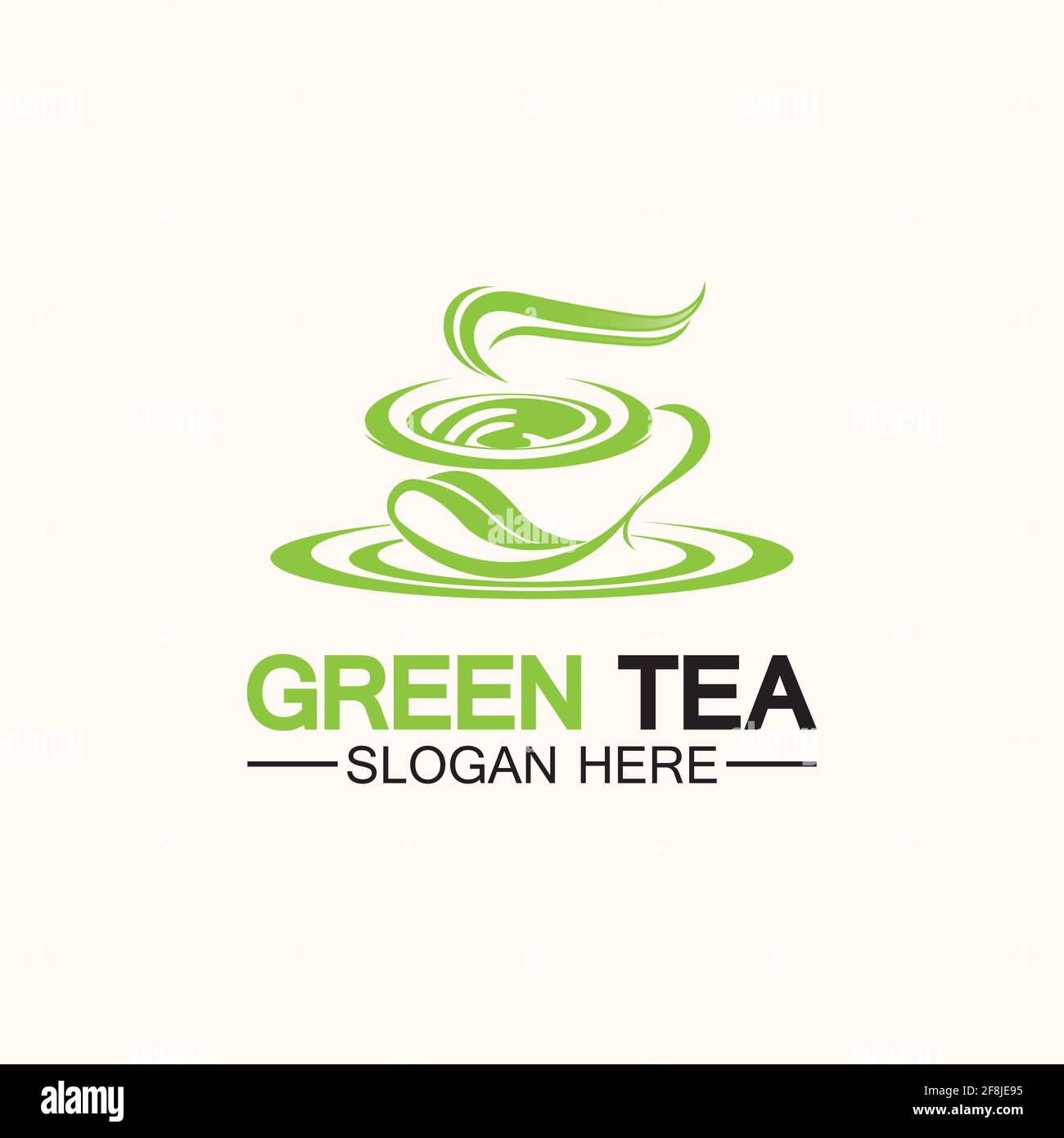 Tea cup logo vector design.Green tea vector logo template Stock Vector
