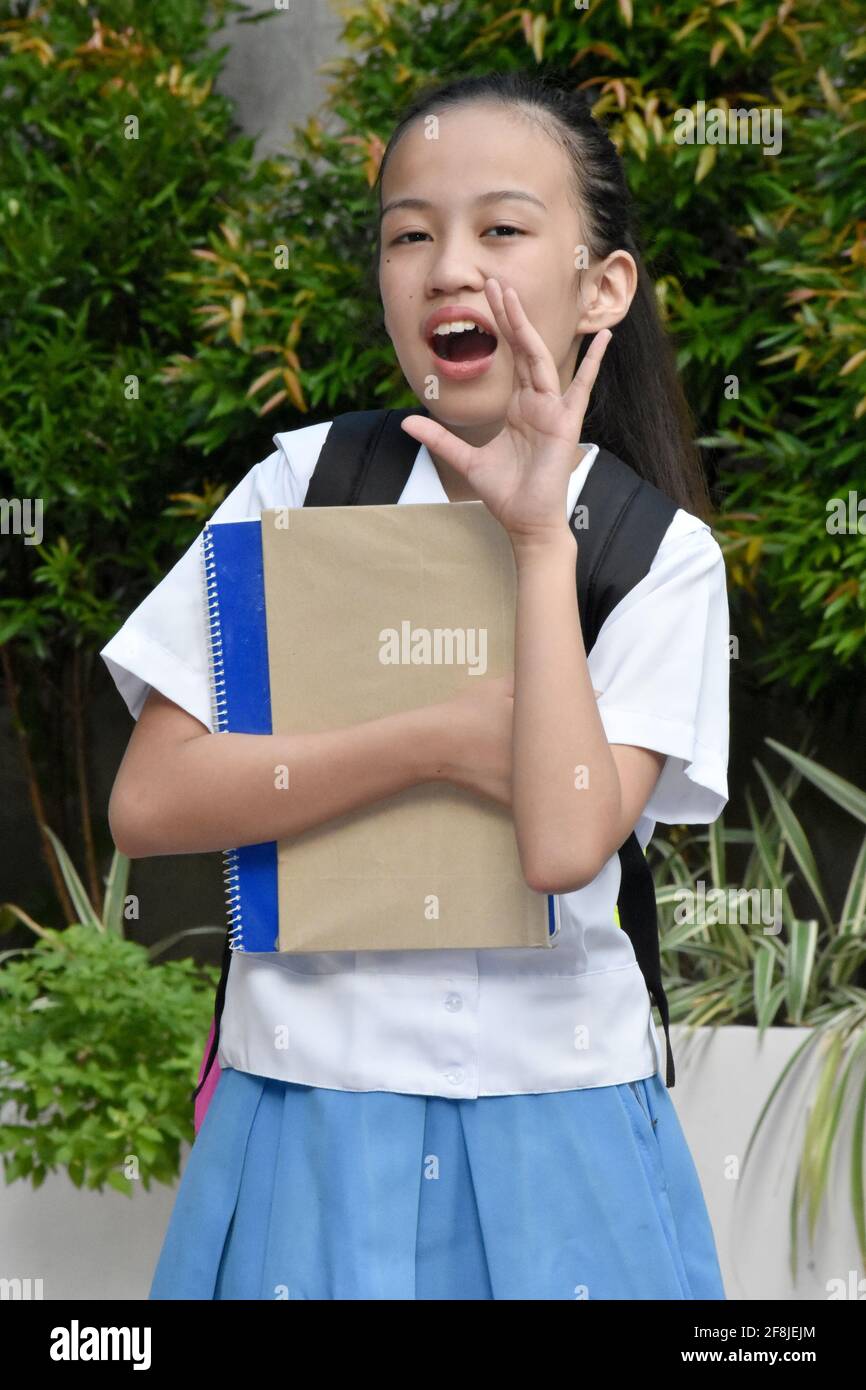 A Student Teenager School Girl Yelling Stock Photo